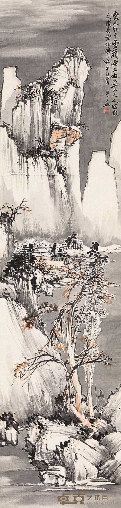 于非闇 甲戌（1934年）作 江干雪积 立轴 138×33.2cm